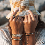 Pura Vida Bracelets - Mixed Seed Bead Stretch Bracelets -  Pack of 8 - Monochrome Black White
