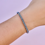 Pura Vida Bracelets - Seascape Vinyl Stretch Bracelet -  OBSI - Black White Stripe