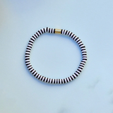 Pura Vida Bracelets - Seascape Vinyl Stretch Bracelet -  OBSI - Black White Stripe