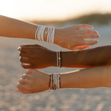 Pura Vida Bracelets - Seascape Vinyl Stretch Bracelet -  OBSI - Black White Stripe