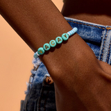 Pura Vida Bracelets - Vacay Vinyl Stretch Bracelet -  Blue White Stripe