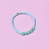 Pura Vida Bracelets - Vacay Vinyl Stretch Bracelet -  Blue White Stripe