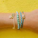 Pura Vida Bracelets - Vacay Vinyl Stretch Bracelet -  Blue White Stripe