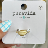 Pura Vida -  Simple Cowrie Shell Ring - Gold 6