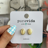 Pura Vida -  Simple Cowrie Shell Stud Earrings -  Gold