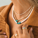 Pura Vida -  Puka Shell Turquoise Chip Choker Necklace