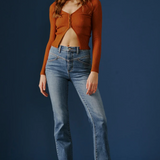 Go-Getter High Rise Flare Jean w/Yoke by Daze - Groove