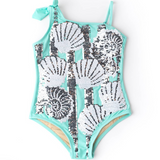 Mint Shells Flip Sequin One Piece Swimsuit