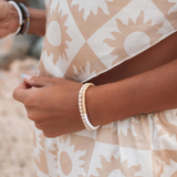 Pura Vida Bracelets - Seascape Vinyl Stretch Bracelet -  Cafecito - Tan White