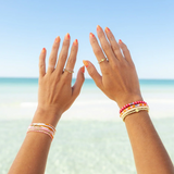 Pura Vida Bracelets - Seascape Vinyl Stretch Bracelet -  Cafecito - Tan White