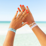 Pura Vida Bracelets - Seascape Vinyl Stretch Bracelet -  SANW - Tan White Stripe