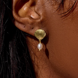 Pura Vida -  Radiant Pearl Shell Stud Earrings -  Gold