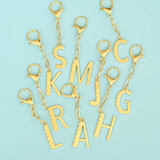 Bag Charm - Gold Alphabet Letters - Lucky Feather