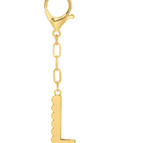 Bag Charm - Gold Alphabet Letters - Lucky Feather
