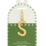 Bag Charm - Gold Alphabet Letters - Lucky Feather