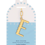 Bag Charm - Gold Alphabet Letters - Lucky Feather