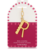 Bag Charm - Gold Alphabet Letters - Lucky Feather