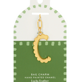 Bag Charm - Gold Alphabet Letters - Lucky Feather
