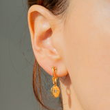 Charm Garden Gold Hoop Earrings- Lucky Feather