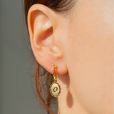 Charm Garden Gold Hoop Earrings- Lucky Feather