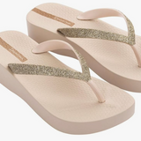 Mesh Chic Platform Fem Sandals by Ipanema - Beige Glitter
