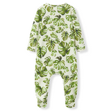 Cotton Stretch Baby Zipper Footed Romper - Island Leaf