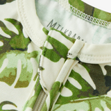 Cotton Stretch Baby Zipper Footed Romper - Island Leaf
