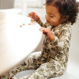 Cotton Stretch Baby Zipper Footed Romper - Island Leaf