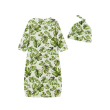 Slub Cotton Newborn Hat And Gown Set by Milkbarn- Island Leaf