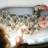 Slub Cotton Newborn Hat And Gown Set by Milkbarn- Island Leaf