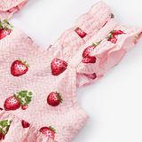 Ruffled Tiered Dress by Milkbarn- Strawberry