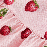 Ruffled Tiered Dress by Milkbarn- Strawberry