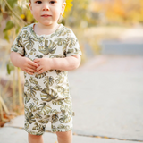 Organic Cotton Stretch Baby Shortall - Island Leaf