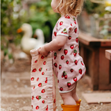 Organic Cotton Baby Shortall - Strawberry