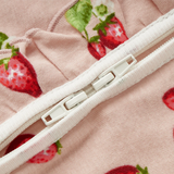 Organic Cotton Baby Footed Ruffle Romper - Strawberry