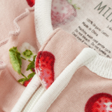 Organic Cotton Baby Footed Ruffle Romper - Strawberry