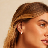 Rose Marble Huggies Earrings - Gold Pearl - By Gorjana