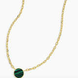 Rose Marble Coin Necklace - Gold Malachite - By Gorjana
