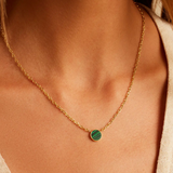 Rose Marble Coin Necklace - Gold Malachite - By Gorjana