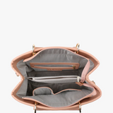 Nancy Woven Straw Tote -  Mauve Diamond