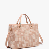 Nancy Woven Straw Tote -  Mauve Diamond