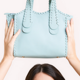 Marla Whipstitch Satchel Purse  -  Light Gold