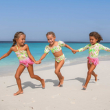 Palm Beach Leopard w/ Tutu Girls One Piece Long Sleeve Swimsuit