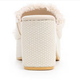 Terry Woven Cloth Platform Heels w/ Raw Edge - Ivory