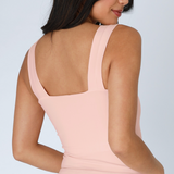Clean Line Square Neck Full Length Tank Top by NikiBiki - Pistachio Cream