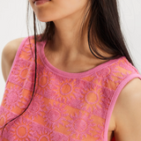 Terry Towel Tank Top w/ Tie Straps- Free People - Pink SUn
