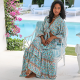Tropez Wrap Top - Seafoam Boho Floral