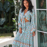 Tropez Wrap Top - Seafoam Boho Floral