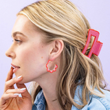 Lola -  Beaded Hair Claw Clip  - Pink & Red