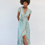 Havana Maxi Wrap Dress - Seafoam Boho Floral